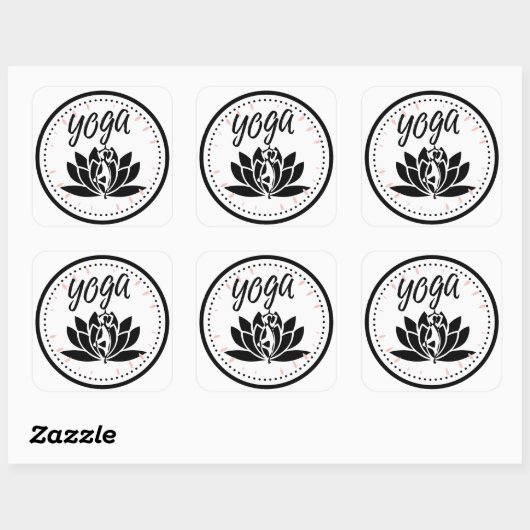 Elegante Zwart & Wit Yoga Sticker | Lotus Bloem (Vel)