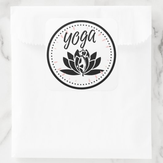 Elegante Zwart & Wit Yoga Sticker | Lotus Bloem (Tas)