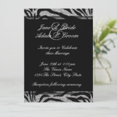 Elegante zwart-wit zebra bruiloft kaart (Staand voorkant)