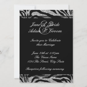 Elegante zwart-wit zebra bruiloft kaart