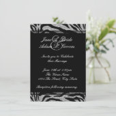 Elegante zwart-wit zebra bruiloft kaart (Staand voorkant)