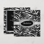 Elegante Zwart-Wit Zebra Feest Kaart (Voorkant / Achterkant)