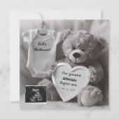 Elegante zwart-wit zwangerschapsaankondiging kaart (Voorkant)