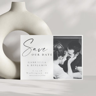Elegante zwart-witfoto Minimalistische trouw Save The Date