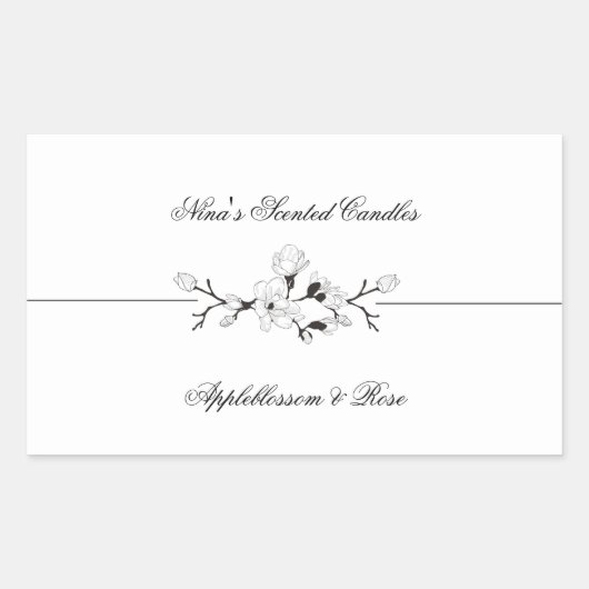 Elegante zwart-witproductetiketten rechthoekige sticker (Voorkant)