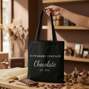 Elegante Zwart Witte Aangepaste Chocolade Klant Ca Tote Bag
