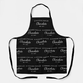 Elegante Zwart Witte Aangepaste Chocolade Personee Schort