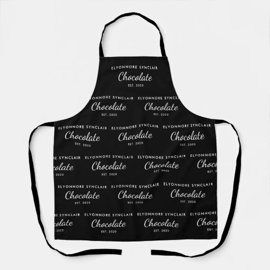 Elegante Zwart Witte Aangepaste Chocolade Personee Schort (Voorkant)