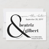 Elegante zwart-witte Ampersand Save the Date (Voorkant)