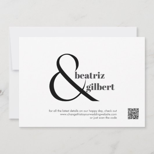 Elegante zwart-witte Ampersand Save the Date (Achterkant)