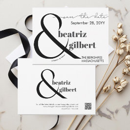 Elegante zwart-witte Ampersand Save the Date