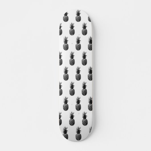 Elegante zwart-witte ananas persoonlijk skateboard (Voorkant)