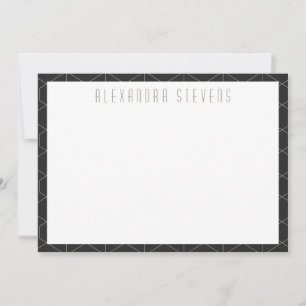 Elegante zwart-witte Art Deco gepersonaliseerde Notitiekaartje