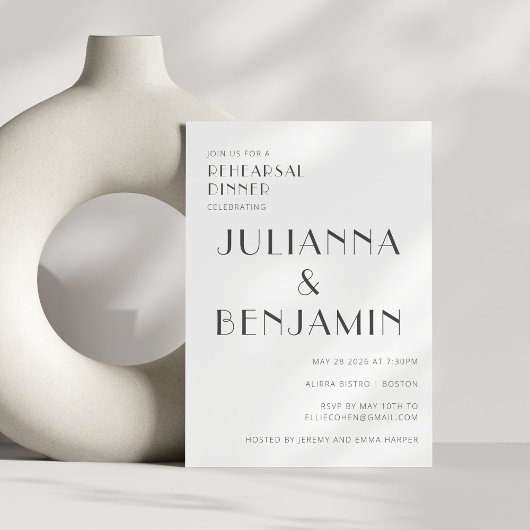 Elegante Zwart Witte Art Deco Oefenavondmaal Kaart