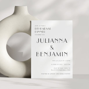 Elegante Zwart Witte Art Deco Oefenavondmaal  Kaart