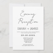 Elegante zwart witte avond receptie bruiloft kaart (Voorkant)