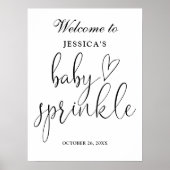 Elegante zwart-witte Baby Sprinkle welkomstbord Poster (Voorkant)