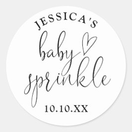 Elegante zwart-witte Baby strooi douche gunst Ronde Sticker