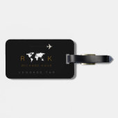 Elegante zwart-witte bagage identificatie met naam bagagelabel (Achterkant horizontaal)