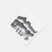 Elegante zwart-witte bergen rustieke bos servet (Hoek)