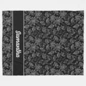 Elegante zwart-witte bloem gepersonaliseerd fleece deken (Voorkant (Horizontaal))