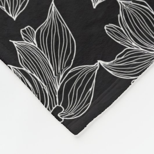 Elegante zwart-witte bloem gepersonaliseerd fleece deken (Hoek)