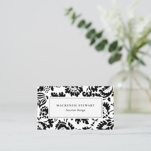 Elegante zwart witte bloem Professional Visitekaartje (Staand voorkant)