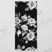 Elegante zwart-witte bloemen aangepaste bruiloft d menu (Achterkant)