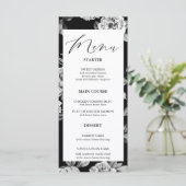 Elegante zwart-witte bloemen aangepaste bruiloft d menu (Staand voorkant)
