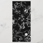 Elegante zwart-witte bloemen bruiloft platte menu (Achterkant)