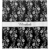 Elegante zwart-witte bloemen douchegordijn (Voorkant)
