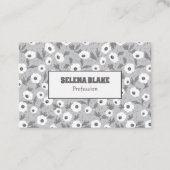 Elegante zwart-witte bloemen, modern en trendy visitekaartje (Voorkant)