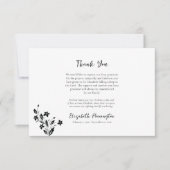 Elegante zwart-witte bloemen orthodoxe begrafenis bedankkaart (Voorkant)