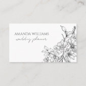 Elegante zwart-witte bloemen QR-code Visitekaartje (Voorkant)