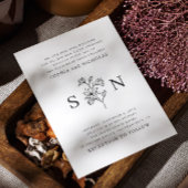 Elegante zwart-witte bloemenbruiloft | minimalisti kaart