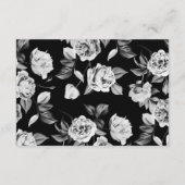 Elegante zwart-witte bloemenbruiloft RSVP Informatiekaartje (Achterkant)