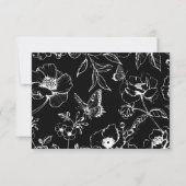 Elegante Zwart Witte Bloemencode QR Code Huwelijks RSVP Kaartje (Achterkant)