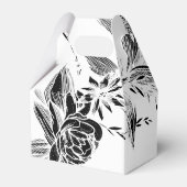 Elegante zwart-witte bloemenkrans bruiloft bedankdoosjes (Achterkant)