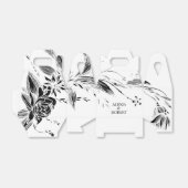 Elegante zwart-witte bloemenkrans bruiloft bedankdoosjes (Uitgevouwen)