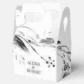 Elegante zwart-witte bloemenkrans bruiloft bedankdoosjes (Geopend)