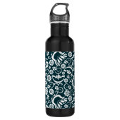 Elegante zwart witte bloemenprint waterfles (Voorkant)