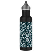 Elegante zwart witte bloemenprint waterfles  (Rechts)