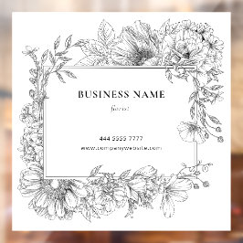 Elegante Zwart Witte Bloemenrand Bloemist Boutique Raamsticker