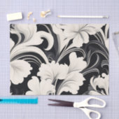 Elegante zwart-witte bloemenwervelingen tissuepapier (Craft)