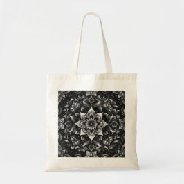 Elegante  zwart witte bloemige Canvas tas