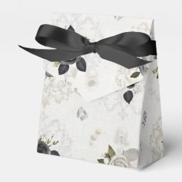 Elegante Zwart Witte Bloemige Favor Doos Bedankdoosjes