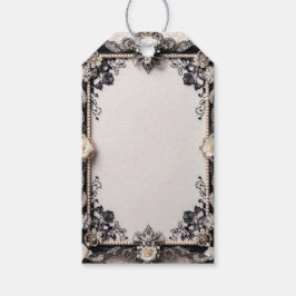 Elegante Zwart Witte Bloemige Gift Tag Cadeaulabel