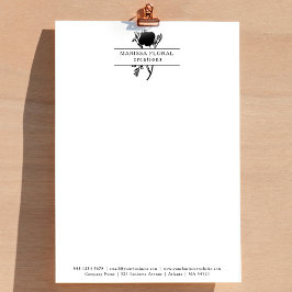 Elegante zwart witte bloemist botanische bloemenwi briefhoofd