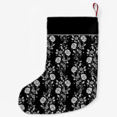 Elegante zwart-witte bloemnaam kleine kerstsok (Achterkant)