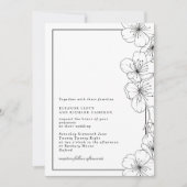 Elegante zwart-witte bloesem bloemenbruiloft kaart (Voorkant)